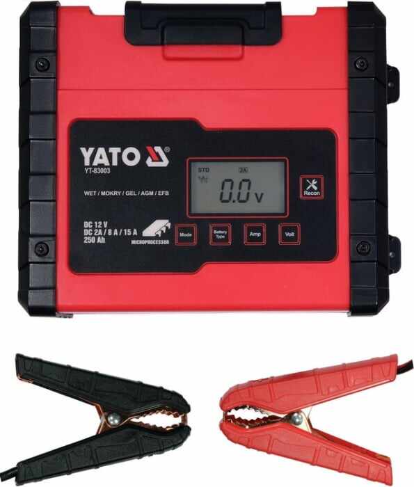 Redresor digital YATO display LCD 6-12V 2A 8A 15A baterie 5 - 200A