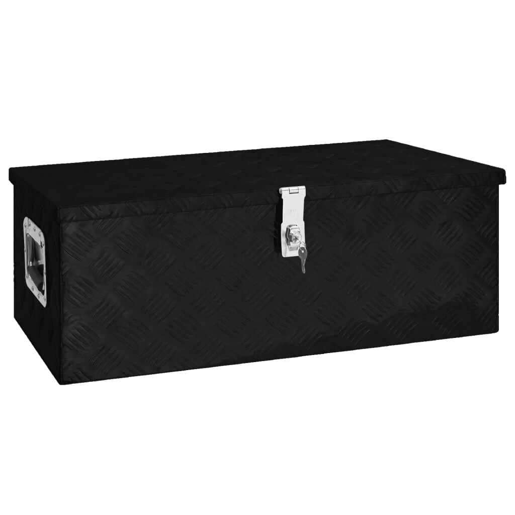 vidaXL Cutie de depozitare, negru, 80x39x30 cm, aluminiu